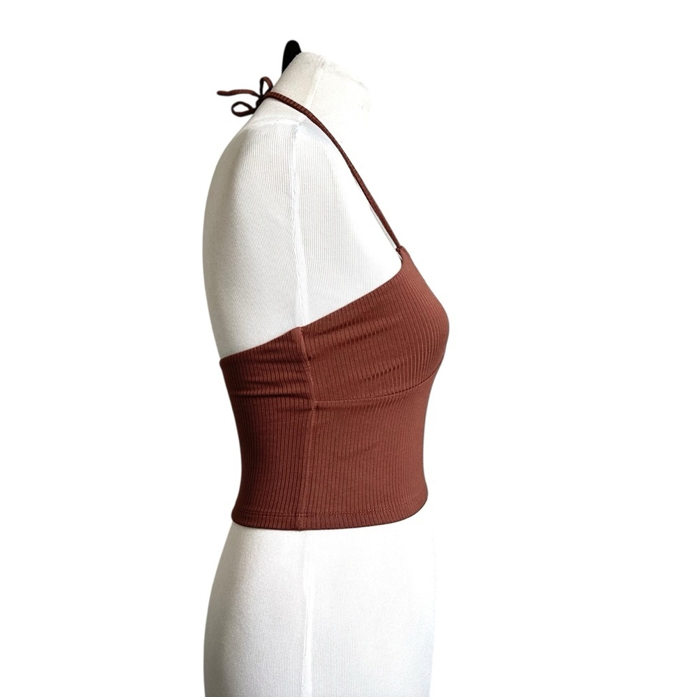 Aritzia Wilfred Womens Merci Ribbed Halter Cropped Top Size XS Brown - Picture 5 of 9